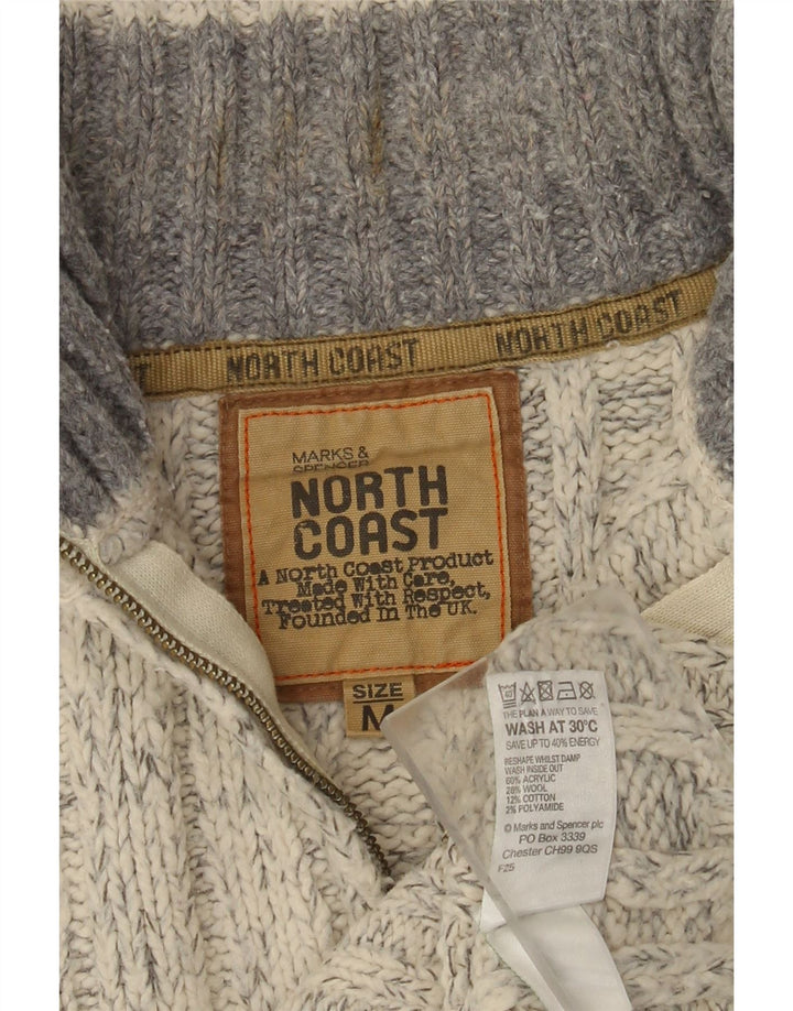Marks & Spencer Mens Zip Neck Jumper Sweater Medium Grey Flecked Acrylic