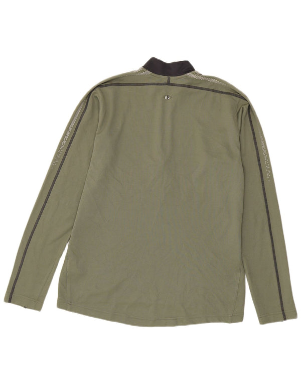 Adidas Mens Zip Neck Pullover Tracksuit Top XS Khaki Polyester