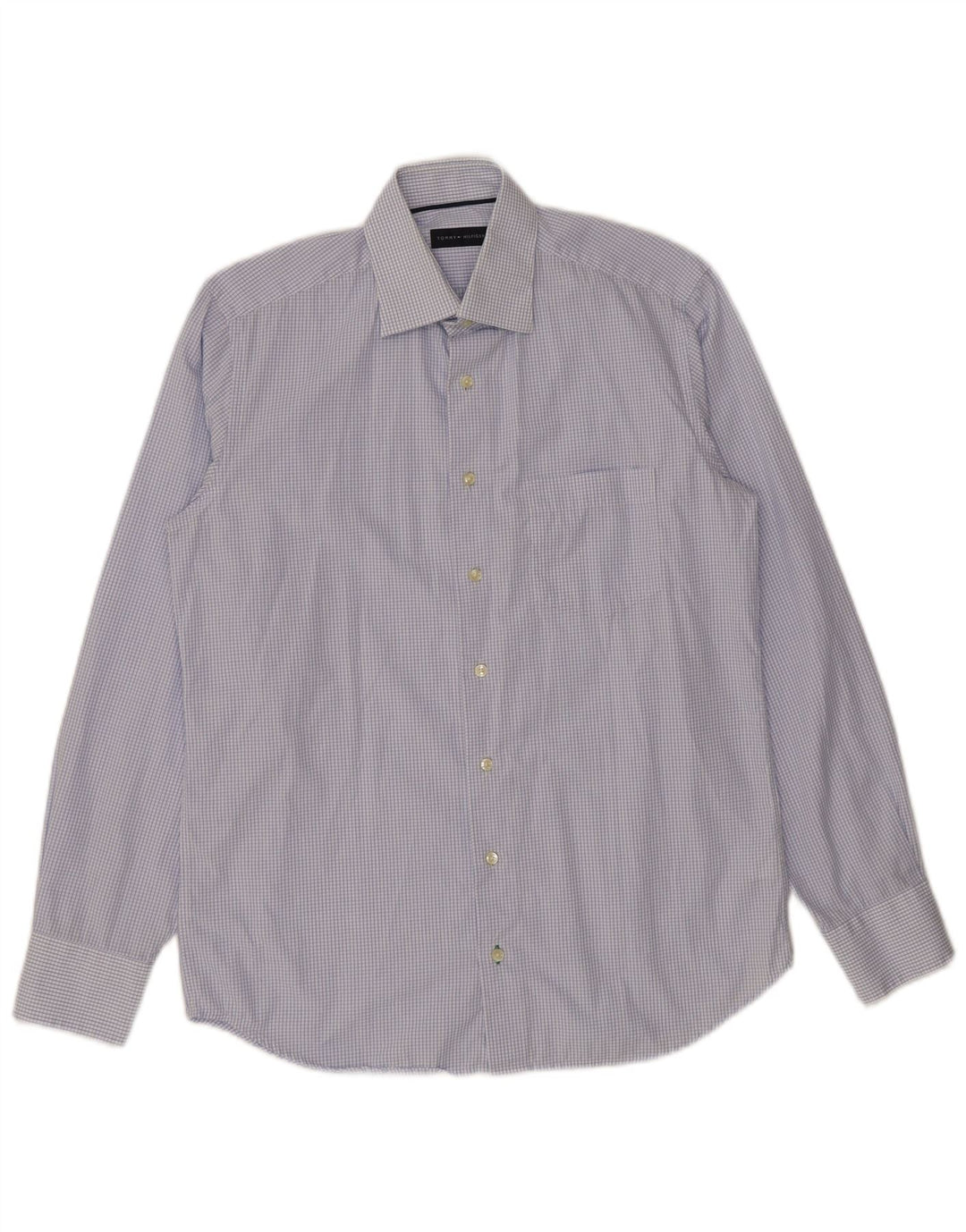 Tommy Hilfiger Mens Shirt Size 38 15 Medium Blue Check Cotton
