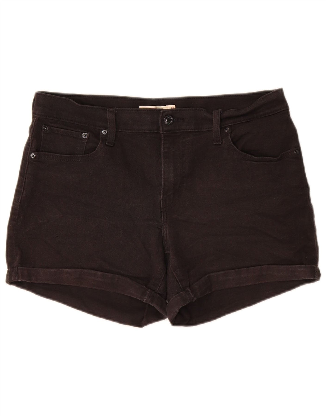 Pantaloncini di jeans a vita media da donna LEVI'S W31 cotone nero medio