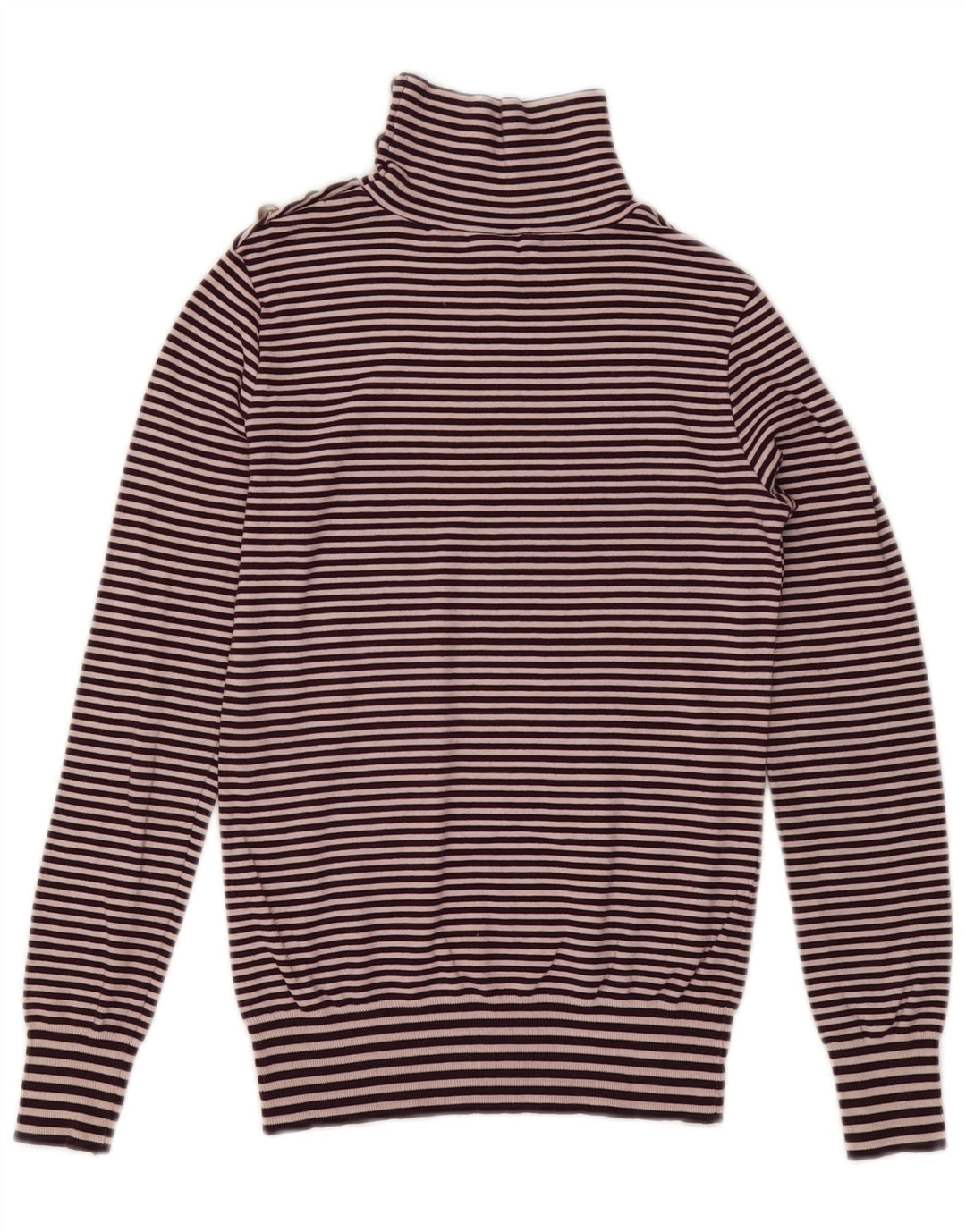 Massimo Dutti Maglione da donna con collo abbottonato UK 12 a righe viola medio