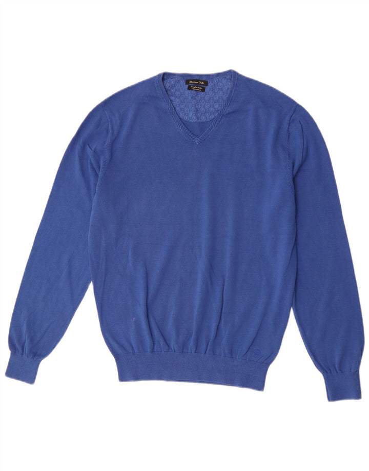 Massimo Dutti Pull col V Homme Bleu Moyen Coton