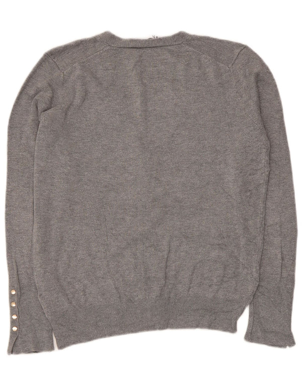 Zara Damen-Cardigan-Pullover UK 14 Große graue Viskose