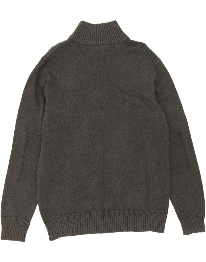 JACK & JONES Mens Button Neck Jumper Sweater XL Grey Cotton Vintage Jack & Jones and Second-Hand Jack & Jones from Messina Hembry 