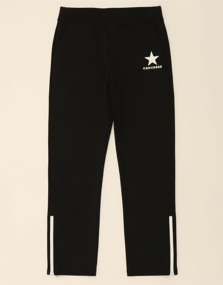CONVERSE Womens Graphic Tracksuit Trousers UK 10 Small  Black Polyester