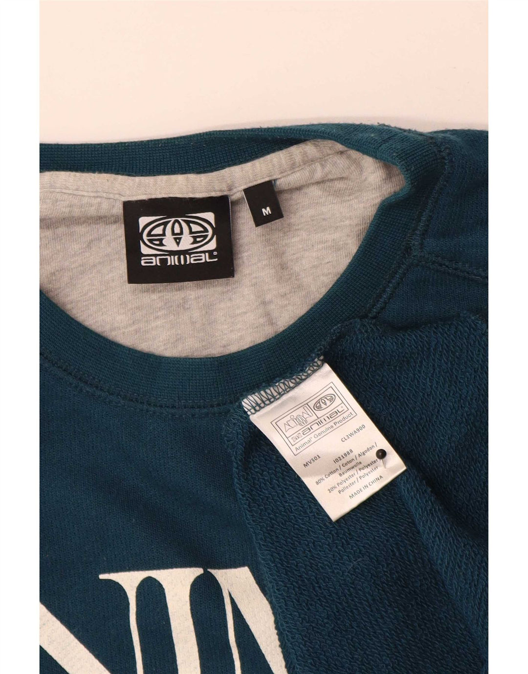 Animal Mens Graphic Sweatshirt Jumper Medium Blue Cotton