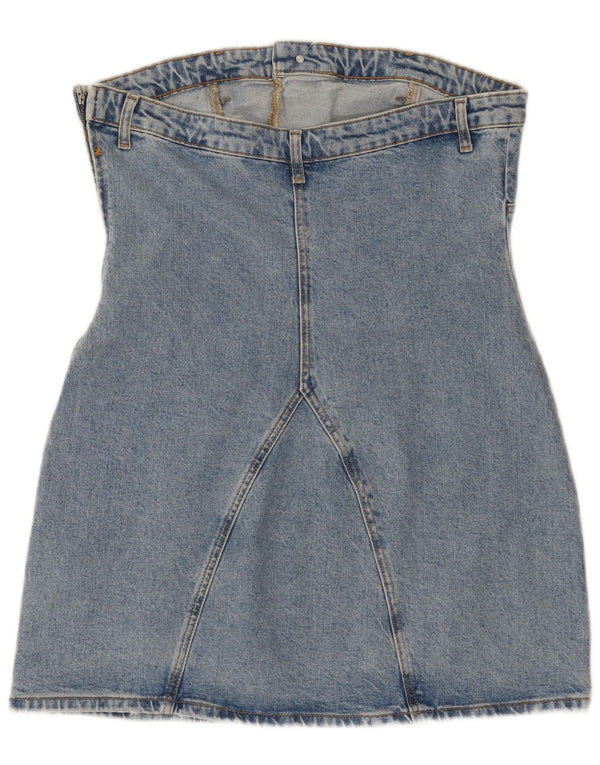 Mini abito senza spalline in denim da donna Zara UK 18 XL cotone blu