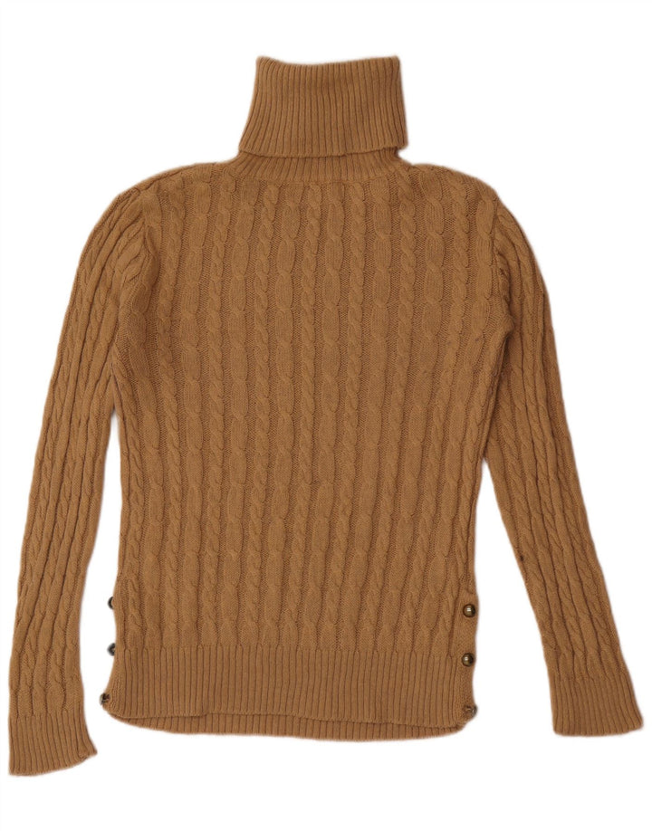 Zara Womens Roll Neck Jumper Sweater UK 12 Medium Brown Acrylic