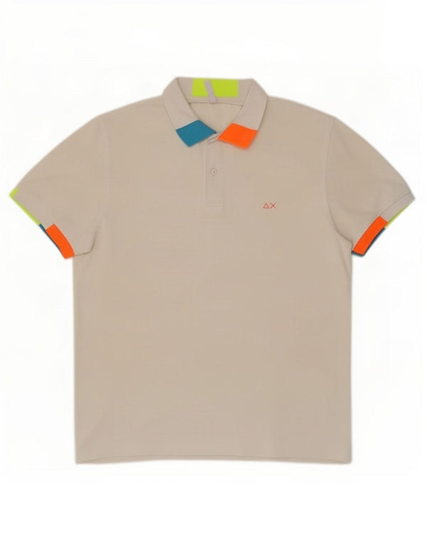 Polo da uomo Sun68 2XL cotone color block bianco