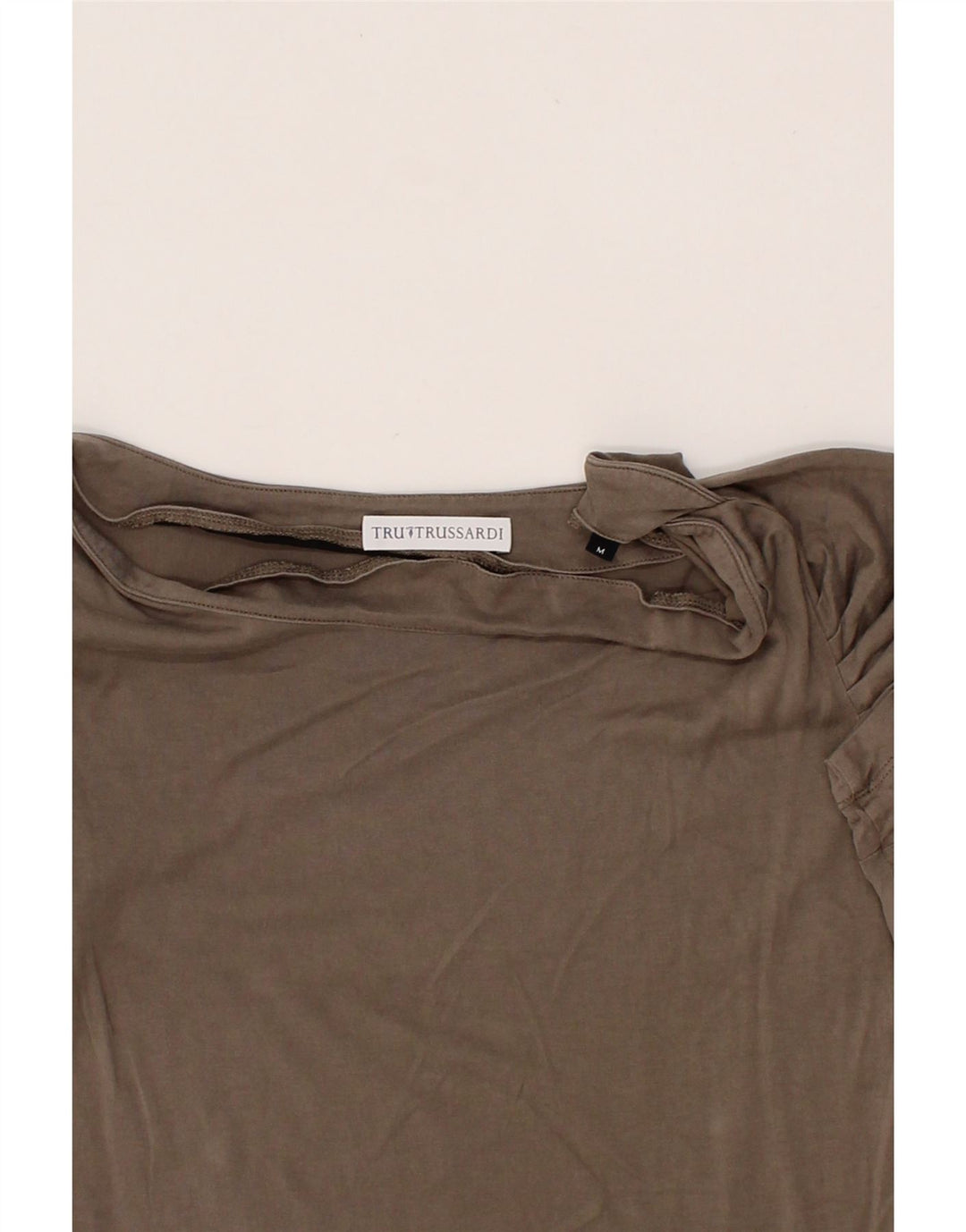 TRUSSARDI Womens Blouse Top UK 12 Medium Grey Cotton Vintage Trussardi and Second-Hand Trussardi from Messina Hembry 