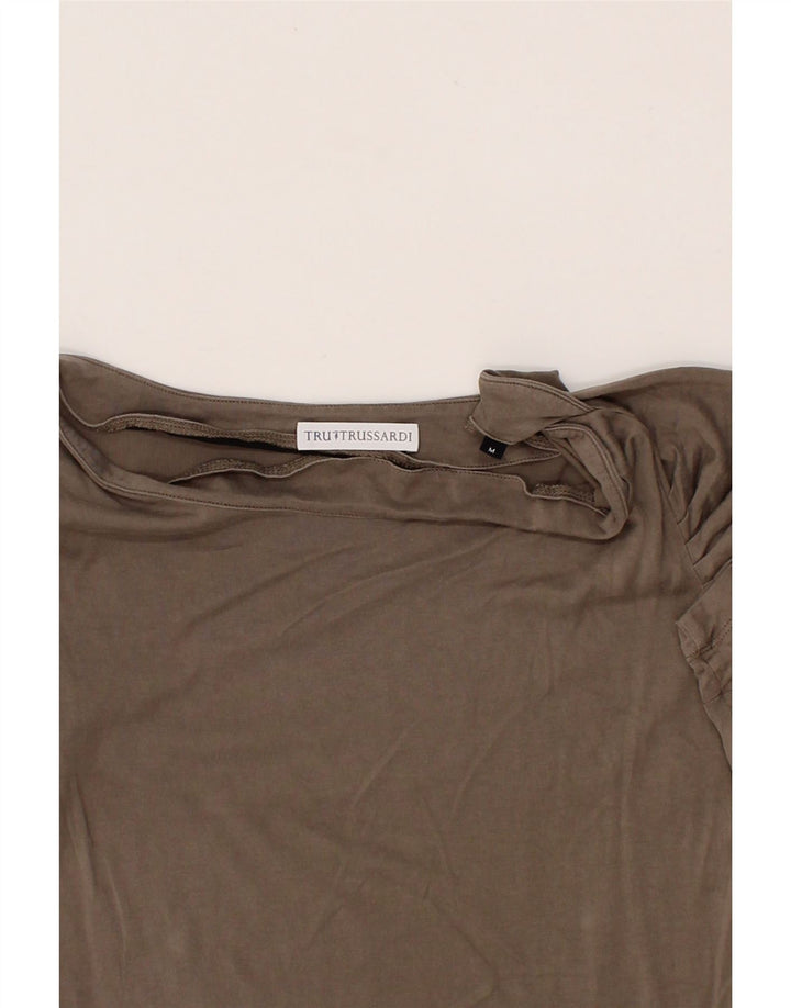 TRUSSARDI Womens Blouse Top UK 12 Medium Grey Cotton Vintage Trussardi and Second-Hand Trussardi from Messina Hembry 
