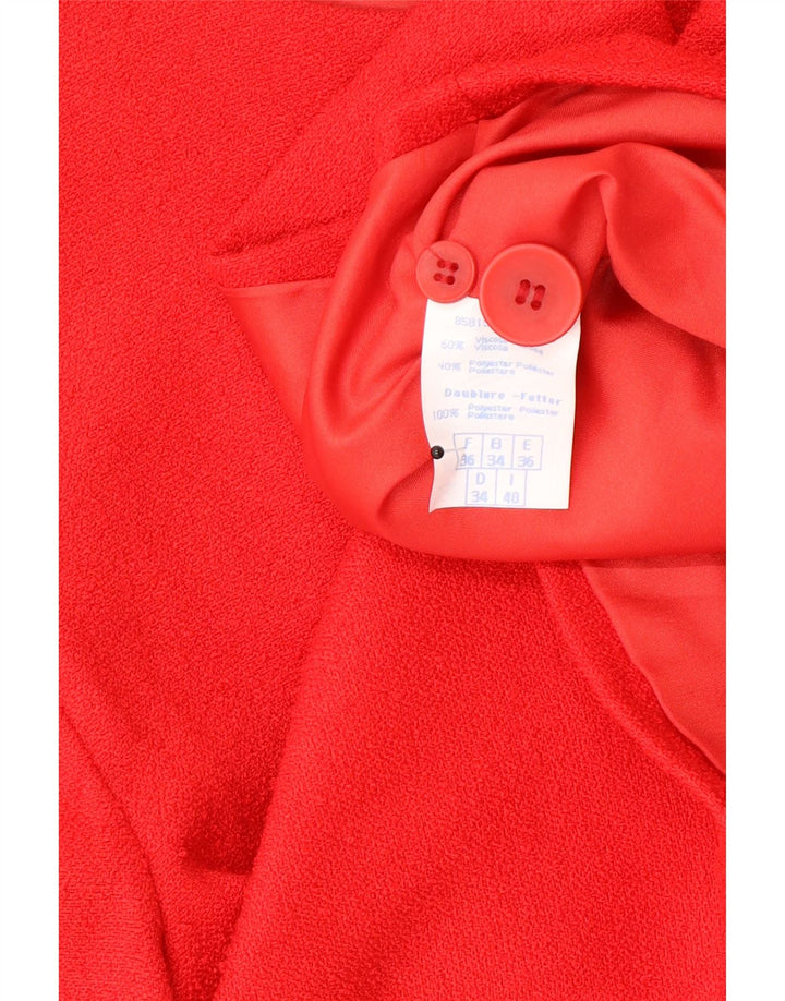 Pimkie Womens Crop 4 Button Blazer Jacket EU 36 Small Red Viscose