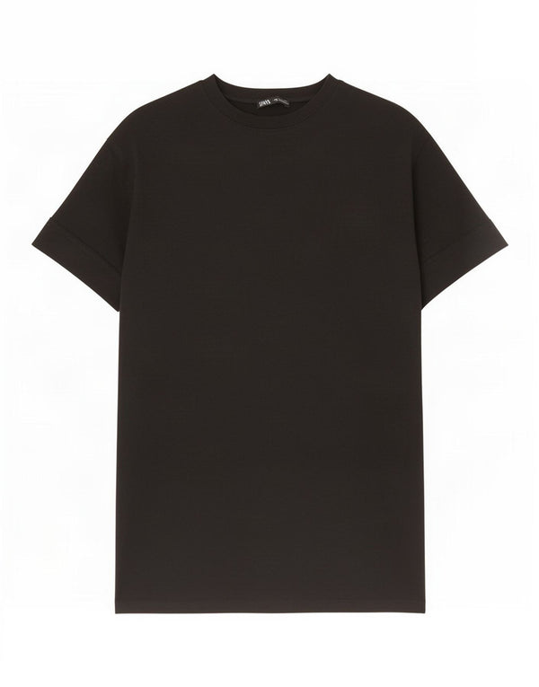 Abito T-shirt oversize da donna Zara UK 10 piccolo in cotone nero