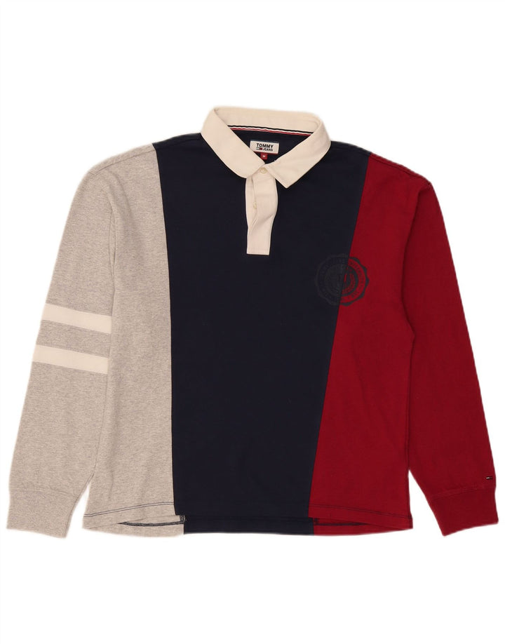 TOMMY HILFIGER Mens Polo Shirt Medium Multicoloured Colourblock