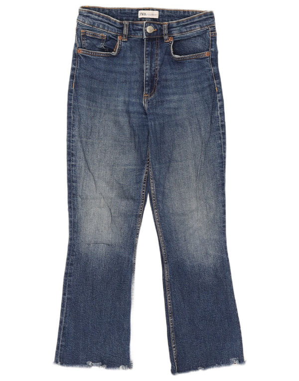 Zara Damen Crop Bootcut Jeans EU 38 Small W28 L25 Blau