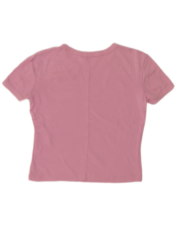 Zara Γυναικείο T-Shirt Crop Top UK 10 Small Pink Βαμβακερό
