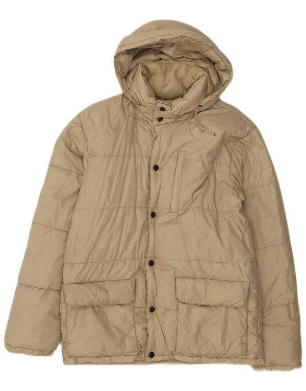 Alberto Aspesi Damen Kapuzen-Übergröße, wattierte Jacke, UK 8, Small Beige