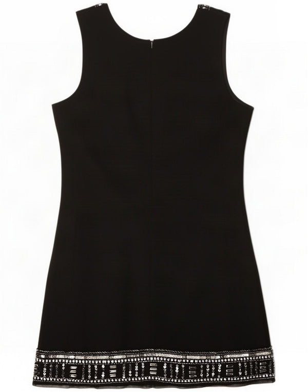 Vintage Womens Sleeveless Sheath Dress UK 14 Large Black Polyester