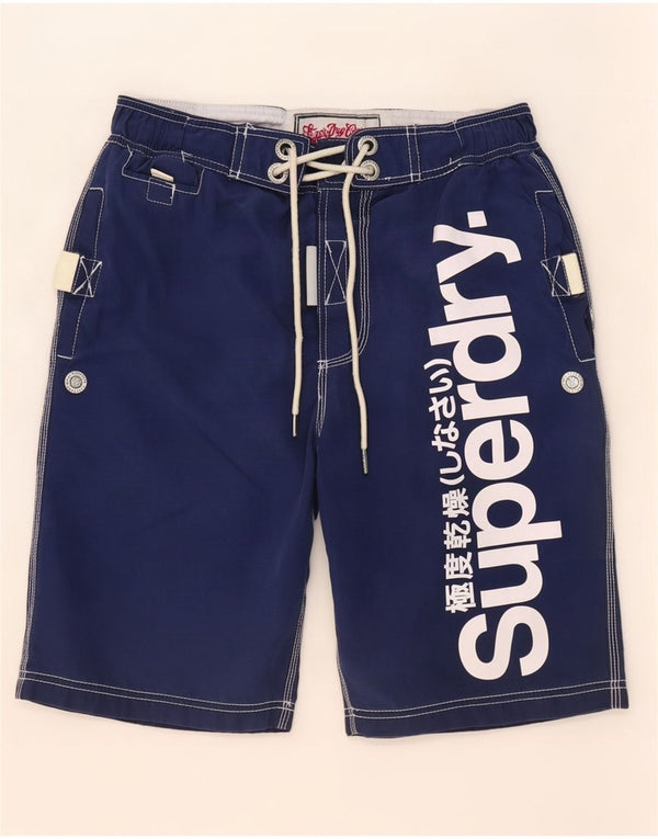 Superdry Mens Graphic Swimming Shorts Medium Navy Blue Polyester