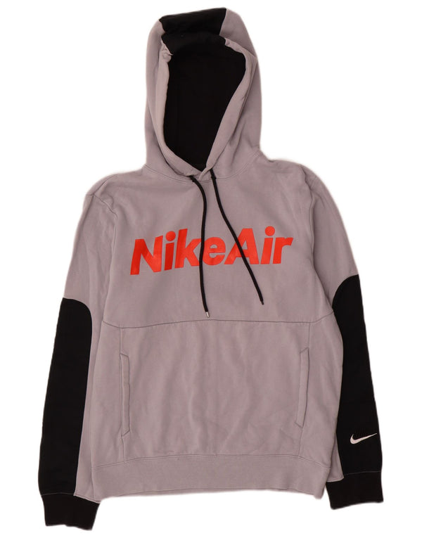 Felpa con cappuccio grafica da uomo Nike Small in cotone color block grigio