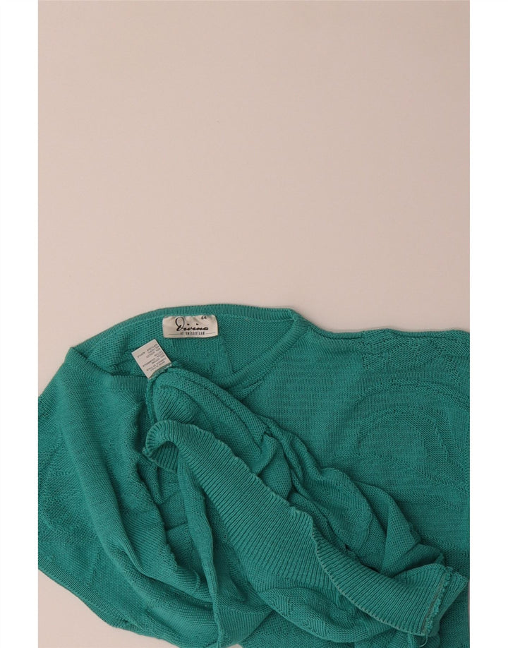 VINTAGE Womens Crew Neck Jumper Sweater IT 44 Medium Turquoise Vintage Vintage and Second-Hand Vintage from Messina Hembry 