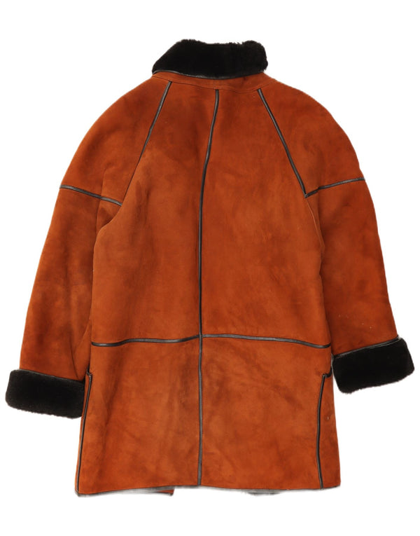 Vintage Damen Übergroßer Lammfellmantel EU 38 Mittelbraun