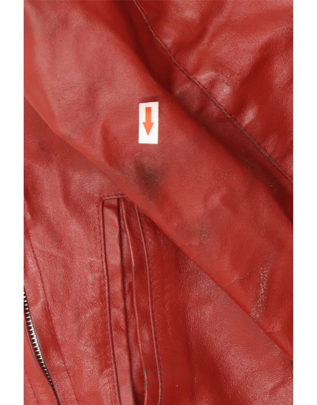 Jaqueta de couro feminina vintage UK 14 vermelho médio