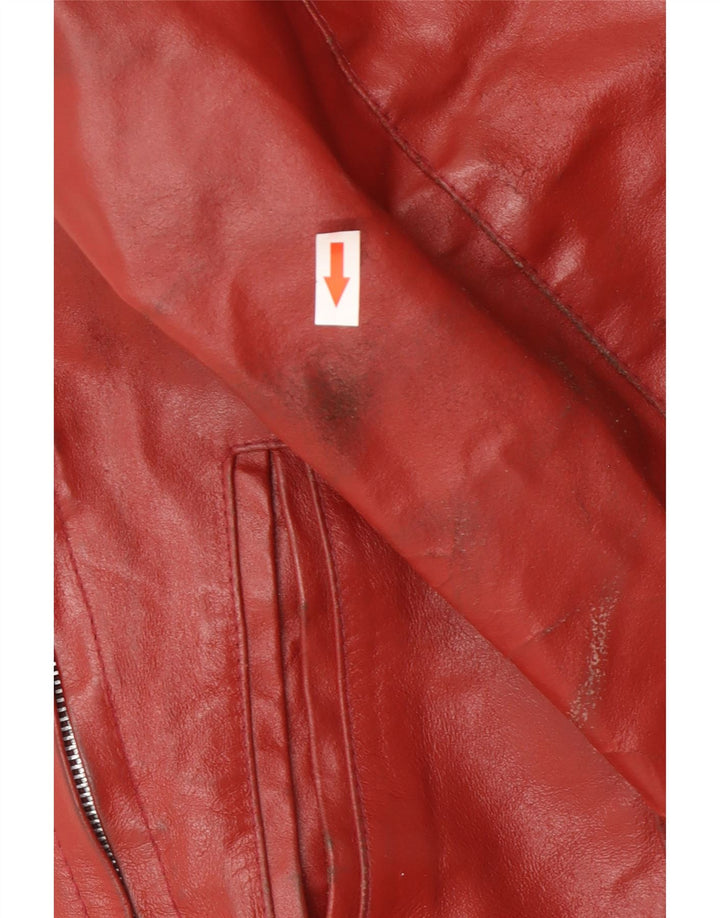 Jaqueta de couro feminina vintage UK 14 vermelho médio