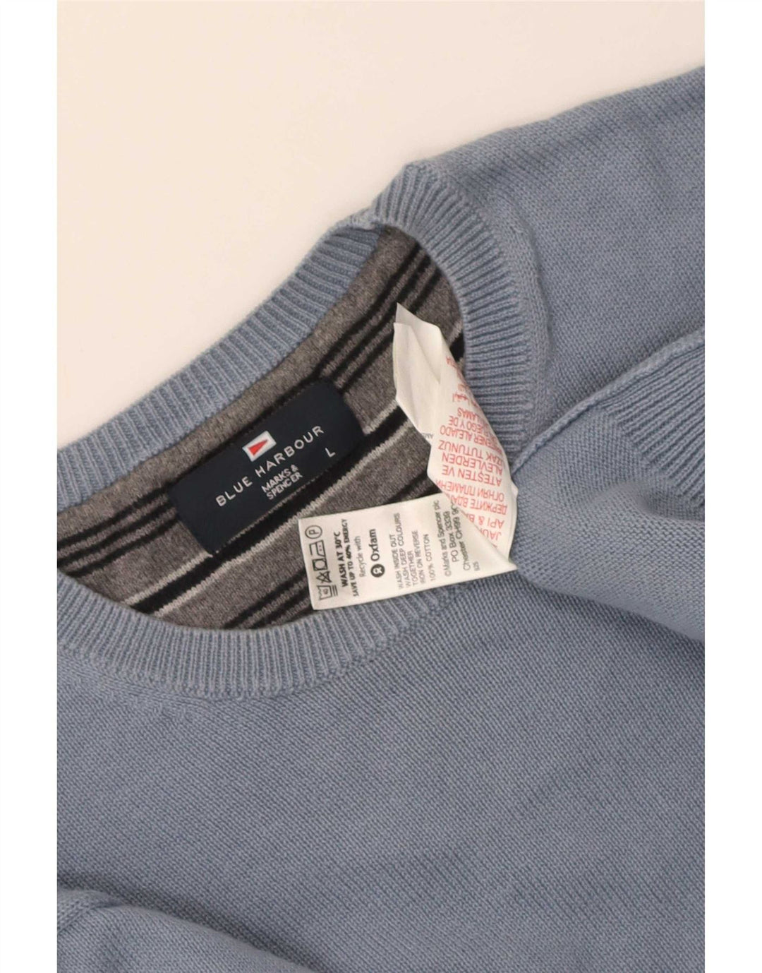 Marks & Spencer Mens Blue Harbour Crew Neck Jumper Sweater Large Cotton