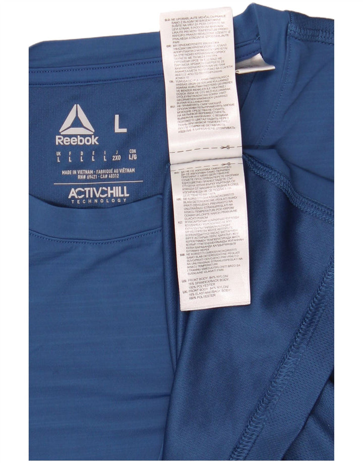Reebok Mens T-Shirt Top Large Blue Polyester