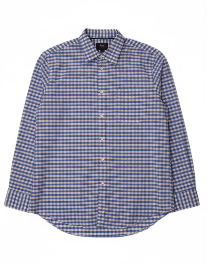VINTAGE Mens Classic Fit Shirt Large Blue Gingham Cotton