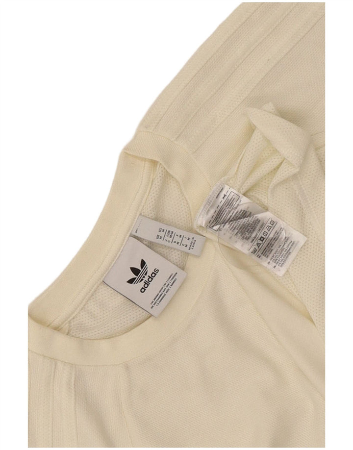 Adidas Mens T-Shirt Top Medium Off White Cotton