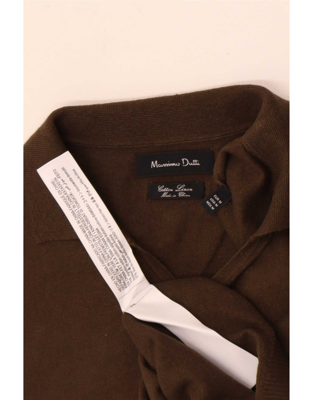 Massimo Dutti Herren-Poloshirt aus mittlerer Khaki-Baumwolle