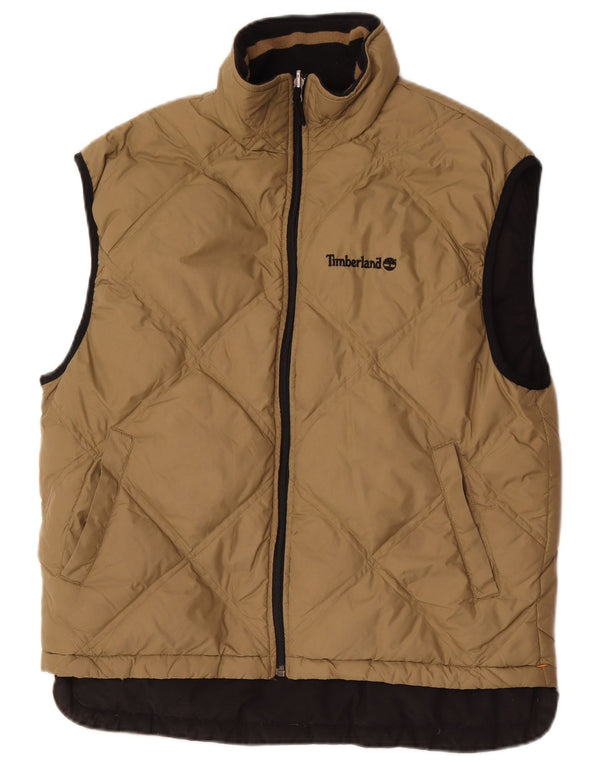 Timberland Mens Reversible Padded Gilet UK 36 Small Brown Nylon