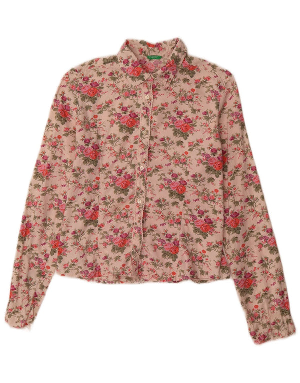 Benetton Chemise Fille 11-12 ans XL Rose Floral Coton