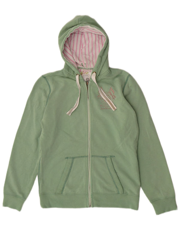 Joules Womens Classic Fit Zip Hoodie Sweater UK 8 Small Grüne Baumwolle