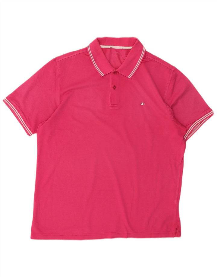 CHAMPION Mens Polo Shirt Large Pink