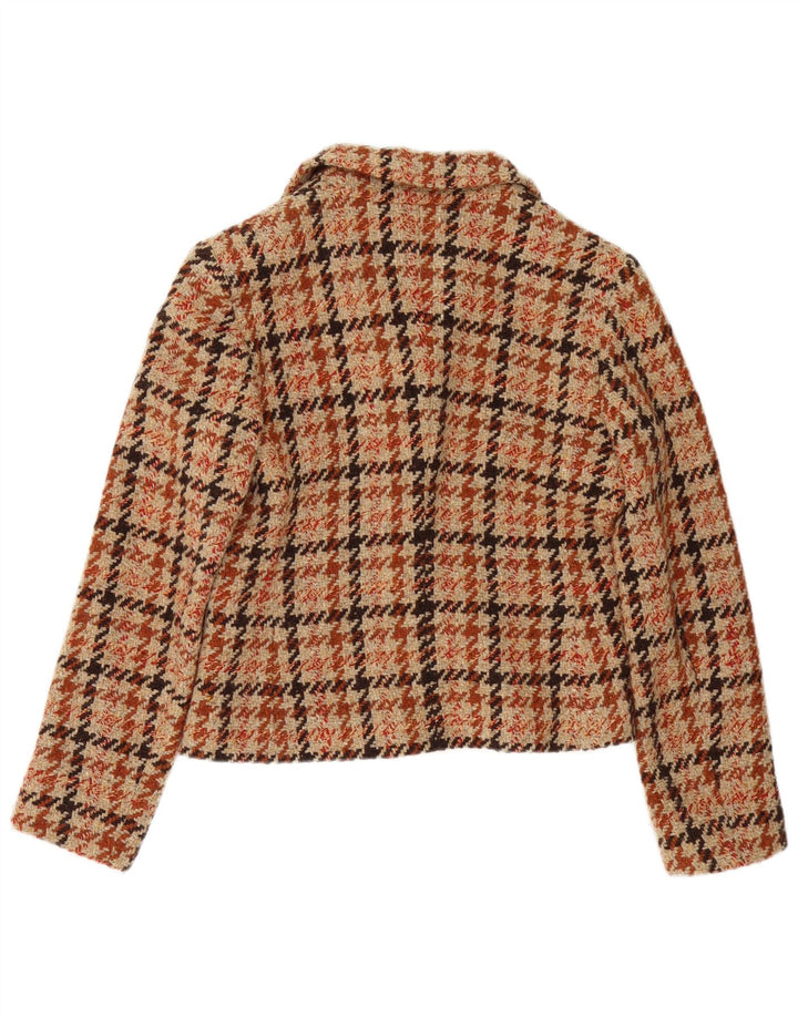 Marella Veste Blazer Femme UK 12 Marron Moyen Pied-de-Poule Classique