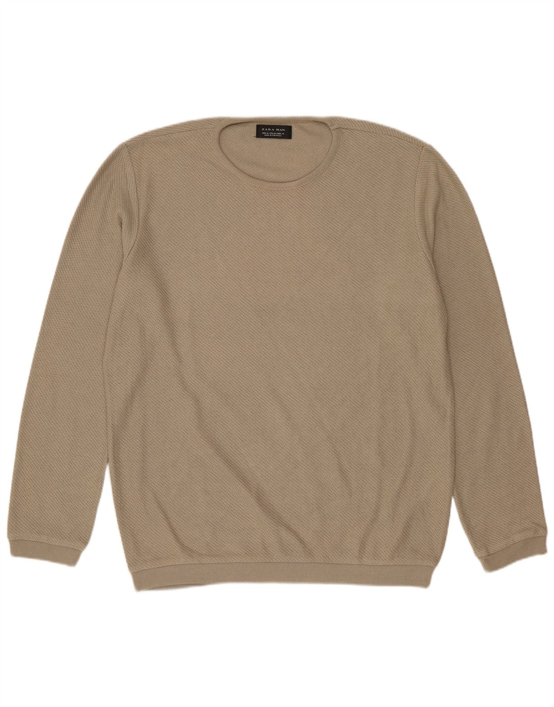 ZARA Hombre Jersey Cuello Redondo Jersey Poliéster Beige Medio