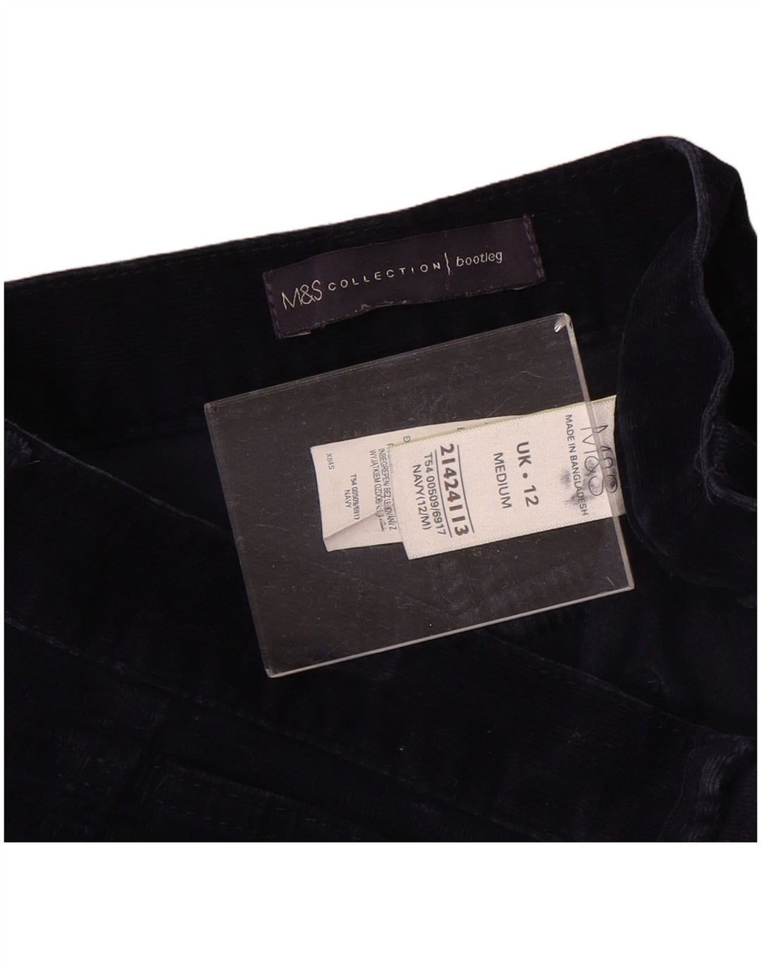 Marks & Spencer Womens Bootcut Cropped Trousers UK 12 Medium W32 L25 Navy B