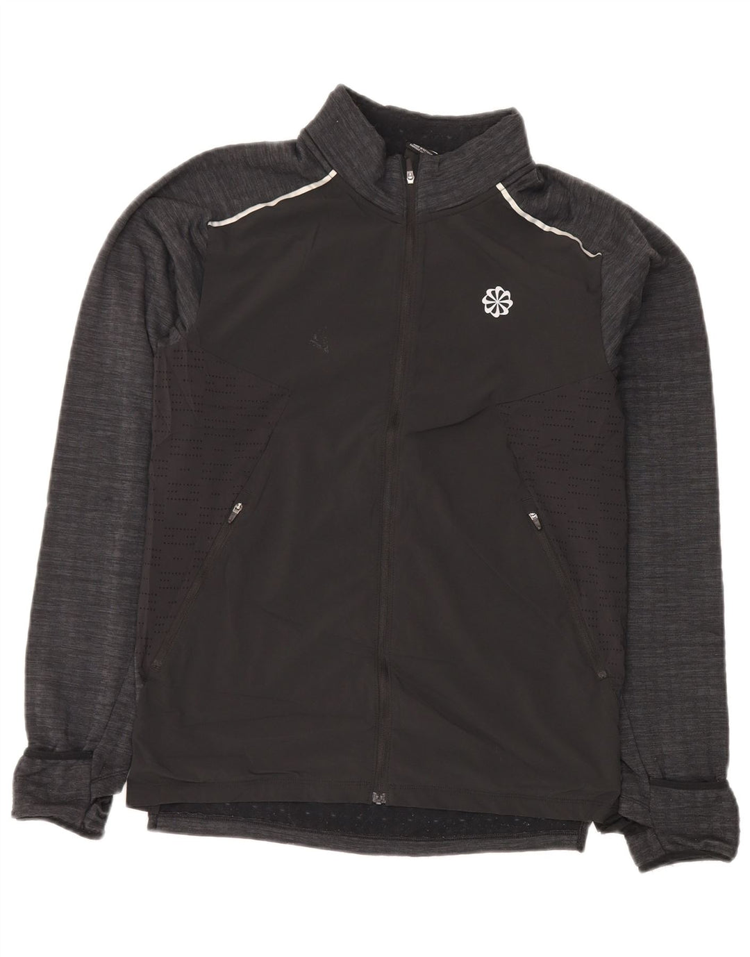 Nike Mens Tracksuit Top Jacket Small Black Flecked Polyester