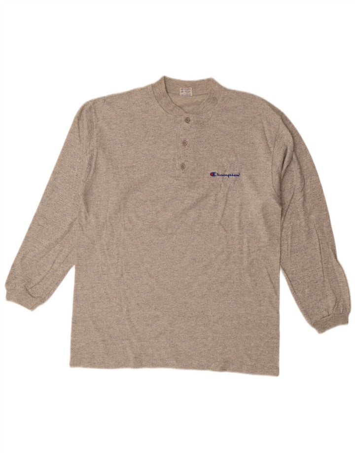 Champion Mens Top Long Sleeve Medium Grey Cotton