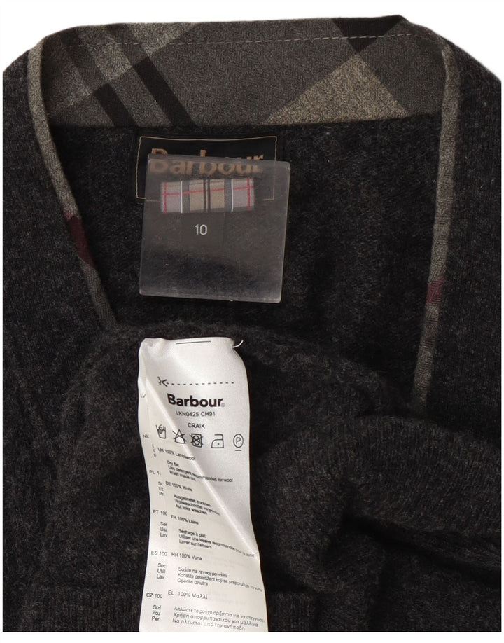 Barbour Womens Cardigan Sweater UK 10 Small Grey Wool