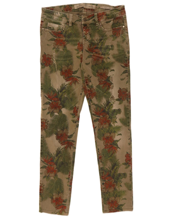 Guess Damen Low Skinny Jeans W27 L28 Khaki Floral