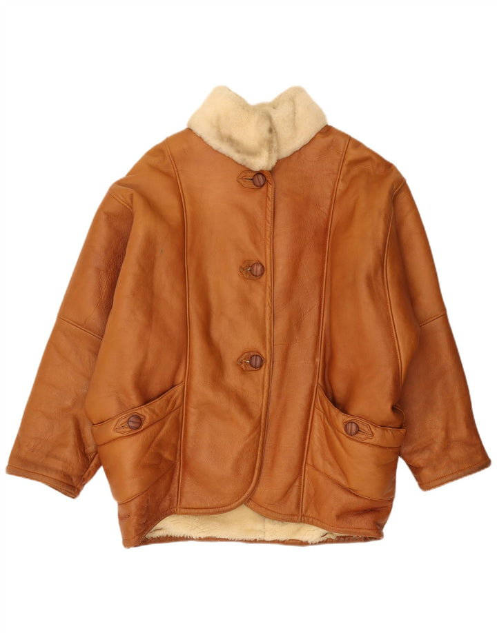Vintage Womens Oversized Shearling Jacket IT 44 Medium Brown