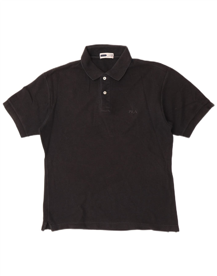 Fila Mens Polo Shirt IT 46 Small Black Cotton