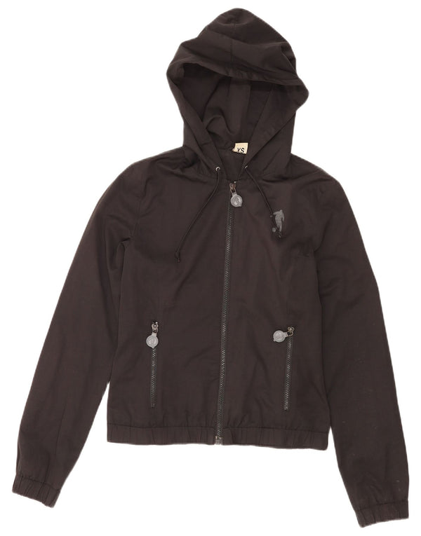 Bikkembergs Womens Graphic Hooded Bomber Jacket UK 6 XS Schwarze Baumwolle