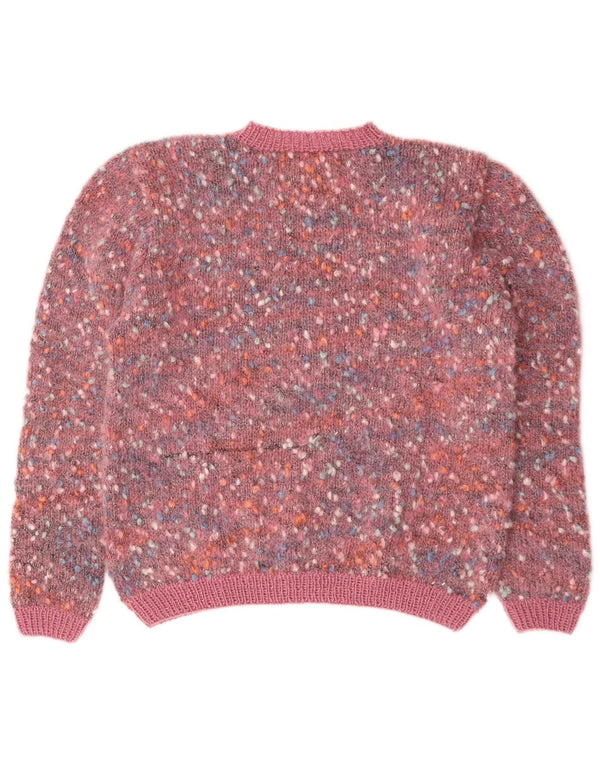 vintage Womens Turtle Neck Jumper Sweater UK 14 Grand Rose Moucheté