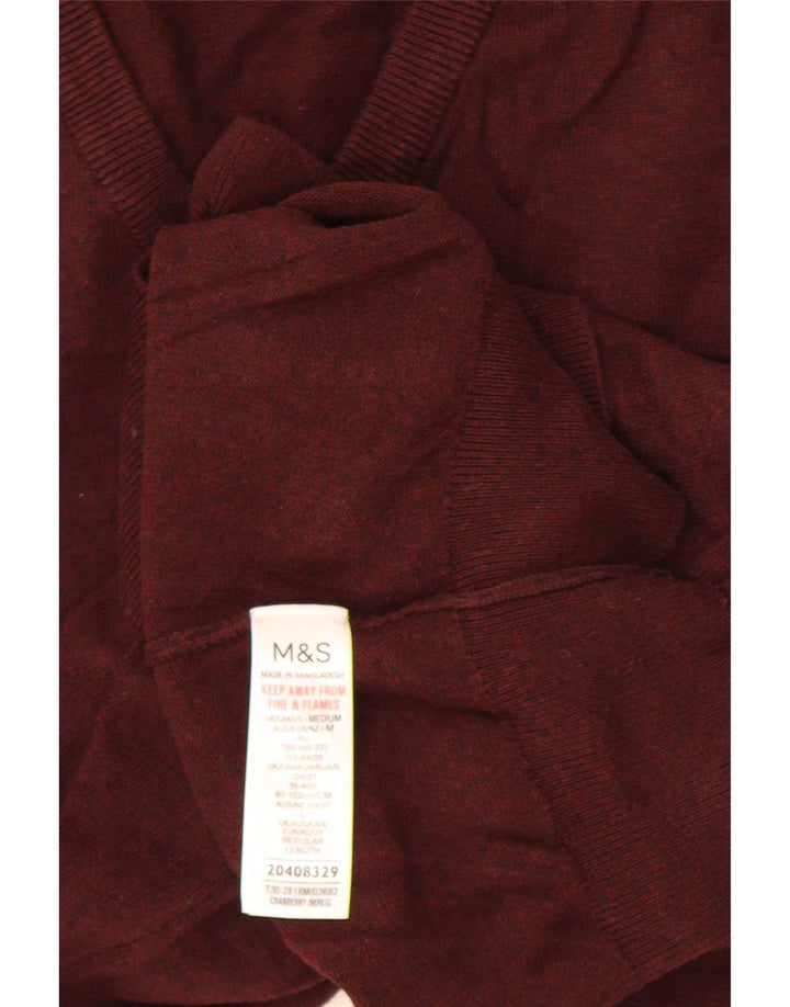 Marks & Spencer Mens V-Neck Jumper Sweater Medium Burgundy