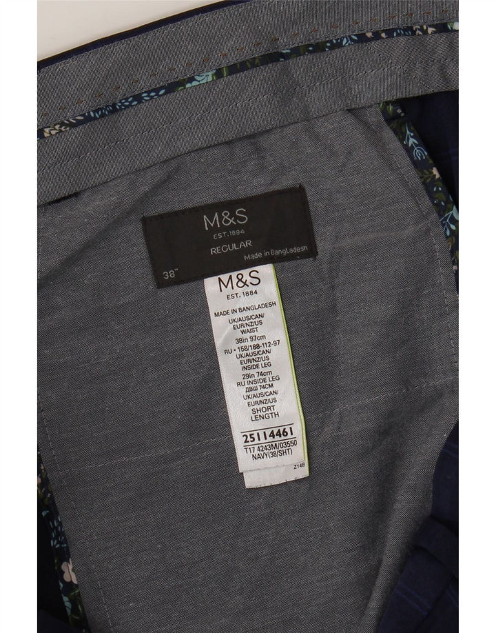 Marks & Spencer Herre Regular Fit Suit Bukser W38 L29 Navy Blue Check